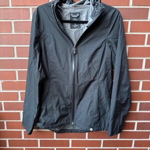 REI Co-op Women's Black Lightweight Rain Jacket Hooded Outdoor Coat